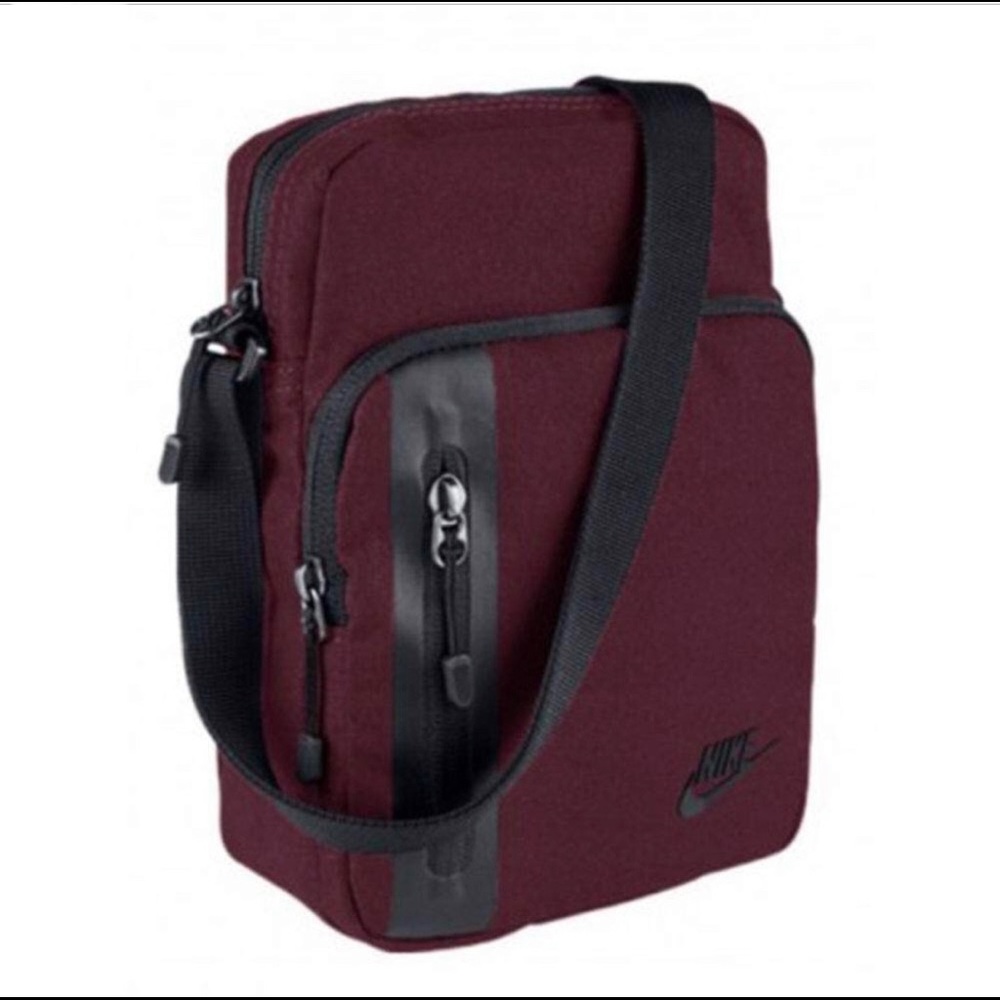 Unisex Tech Burgundy Small Items Crossbody Bag